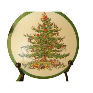 Vintage Holiday Coasters 6  pimpernel Spode Christmas tree round  4 " coasters
